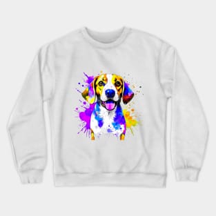 Colorful Beagle Splatter Art - A Tail-Wagging Delight Crewneck Sweatshirt